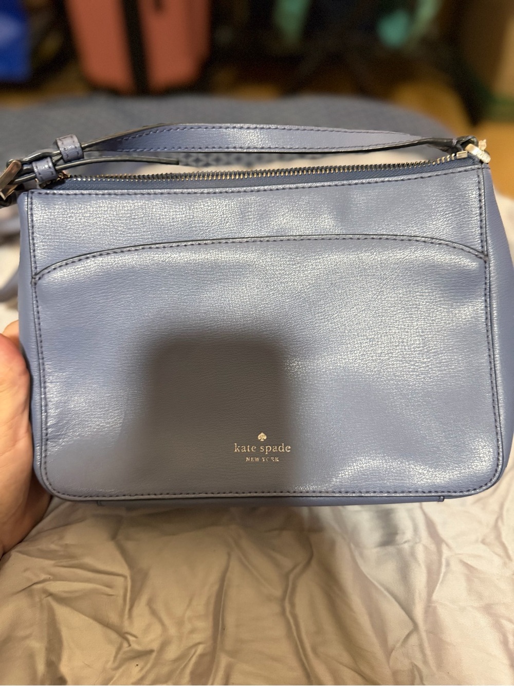 Kate Spade New York Blue Crossbody Bag Gold Tone Spade
